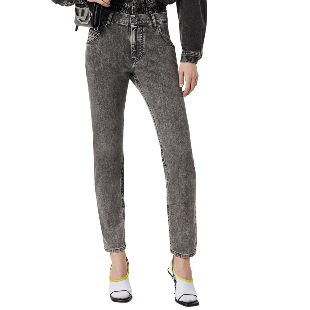 Diesel Black Skinny Jeans with Distressed Finish